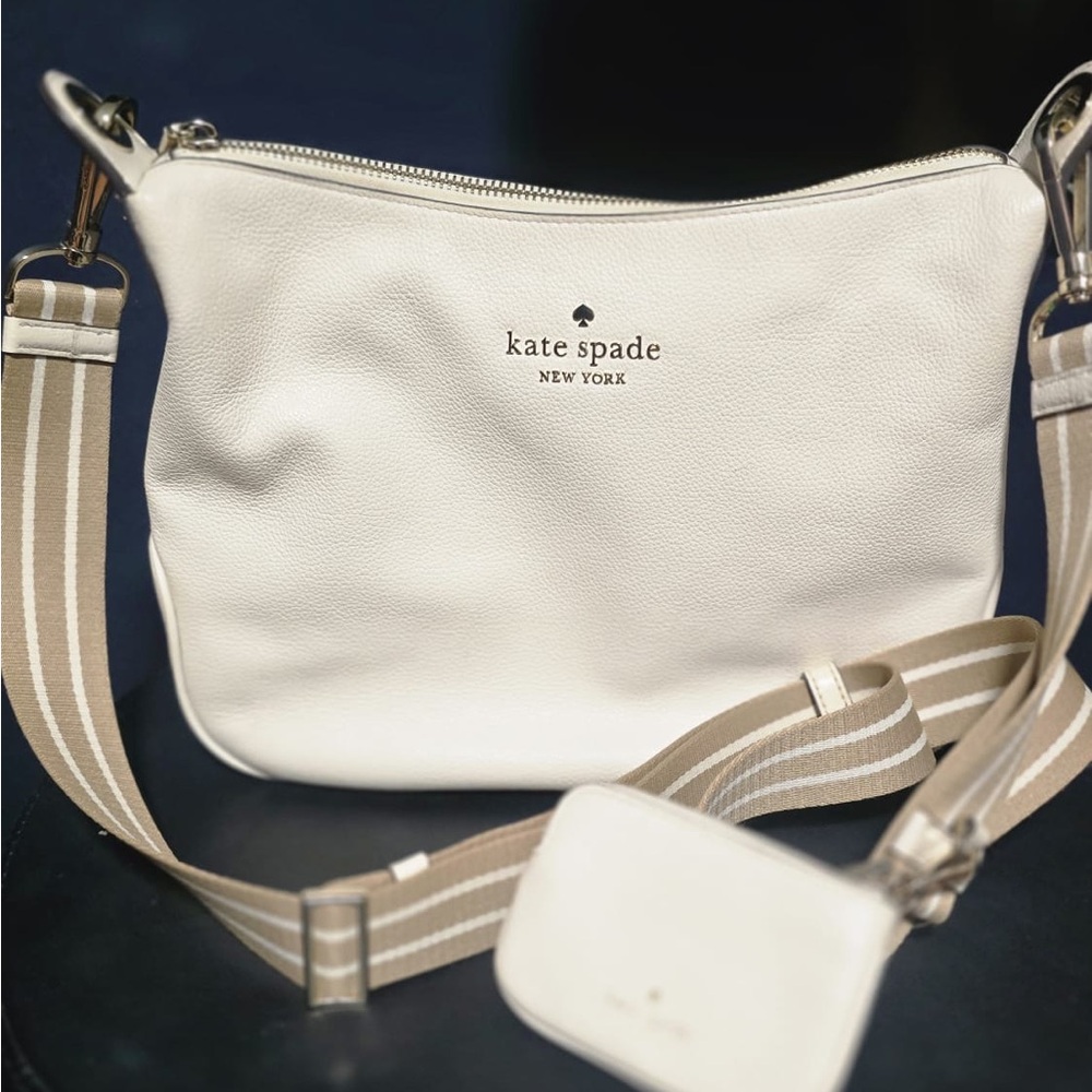 kate spade Cream Crossbody Bag with Tan Strap